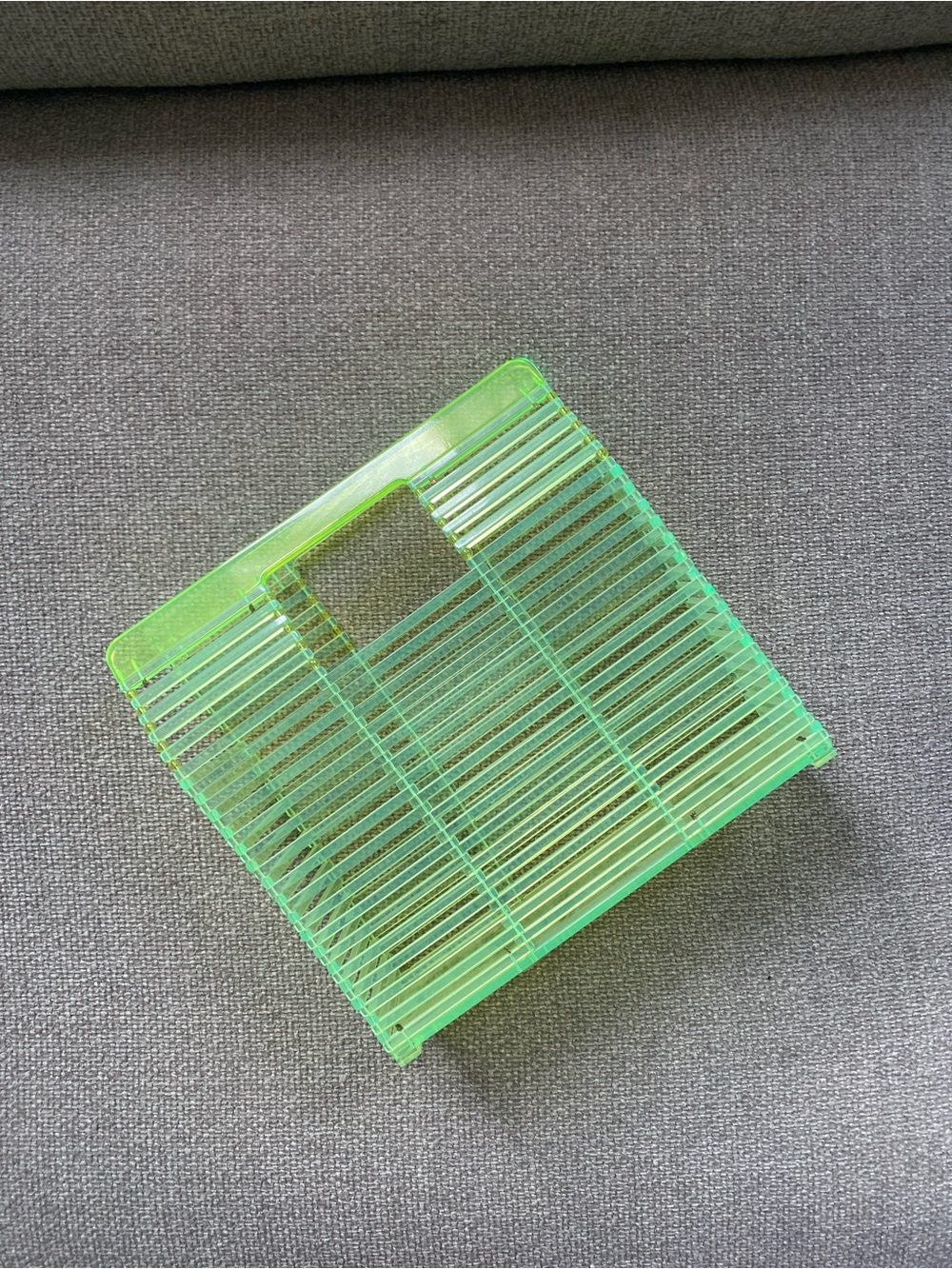 Neon Green Clear Acrylic Handbag - Slim Straw Tote Style